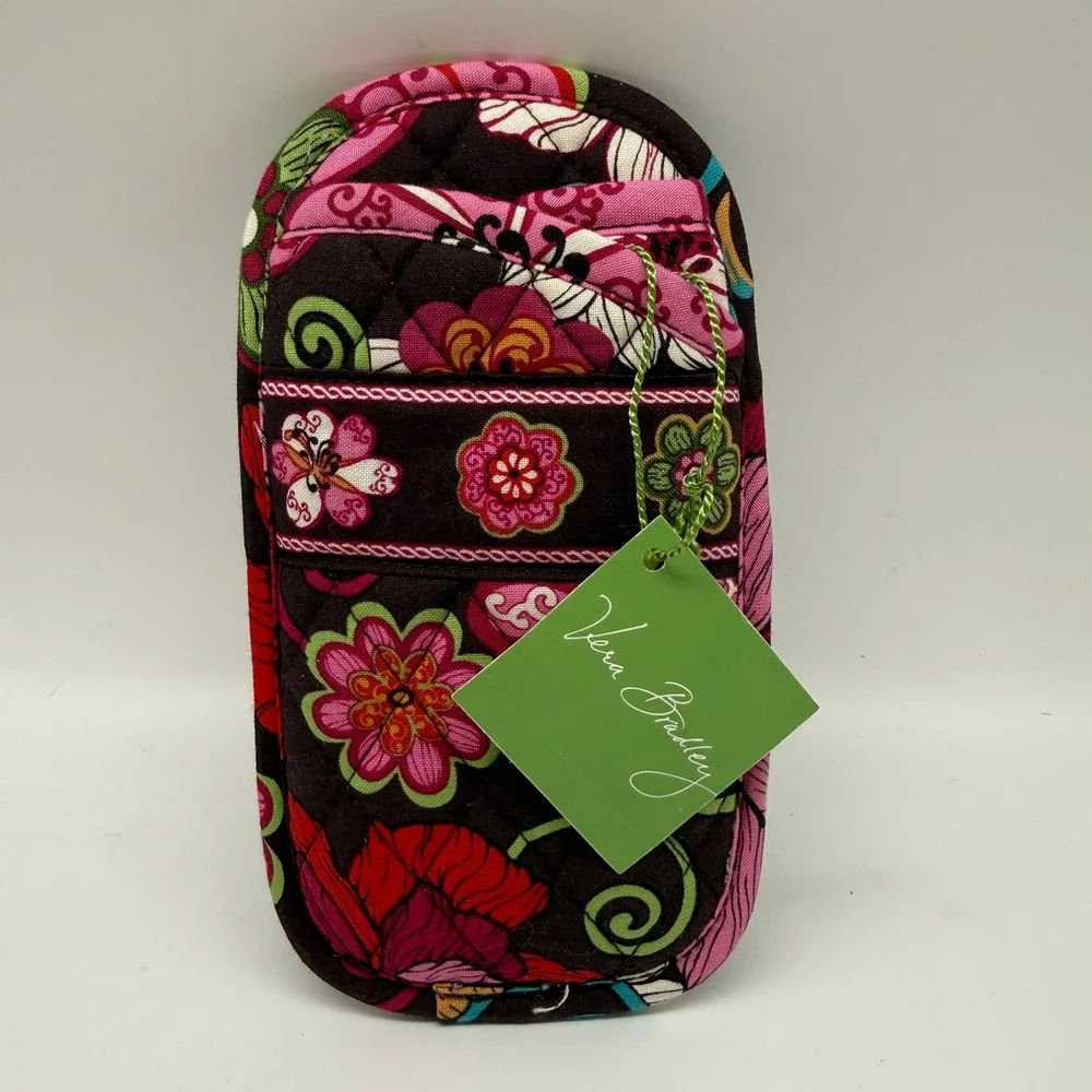Vera Bradley Double Eye Case Womens Mod Floral Pink Quilted Cotton NWT
